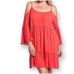 UMGEE CORAL COLD SHOULDER DRESS SZ.M EUC.